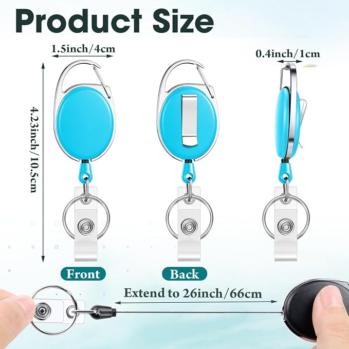 Laumoi 80 Packs Retractable ID Badge Holder Name ID Badge Reel Clips Keychain - Image 2
