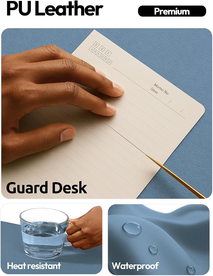 YSAGi Leather Desk Pad Protector, Office Desk Mat, Large Mouse Pad, Non-Slip PU - Image 3