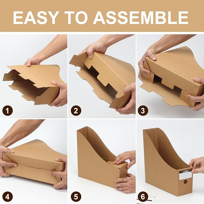 36 Pcs Cardboard Magazine File Holders, Bulk Kraft Paper Magazine Book Bin Box - Image 4