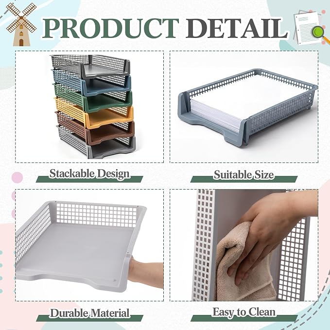 Geetery Set of 6 Turn in Trays Classroom Plastic Trays - Image 3