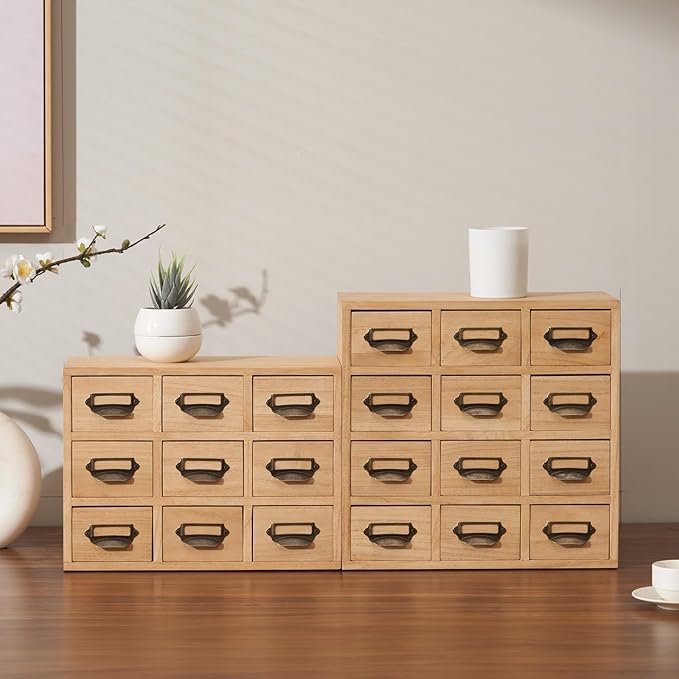KIRIGEN Wood Drawer Organizer Desktop Storage Cabinet Box Drawers - Image 2