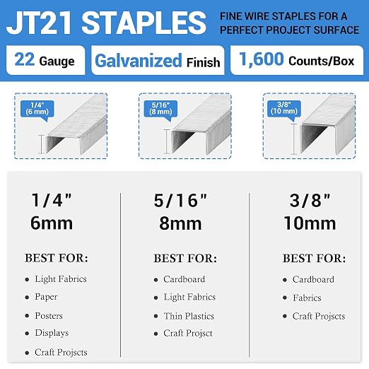 meite JT21 Staples, 5/16 Inch Galvanized Fine Wire Staples - Image 2