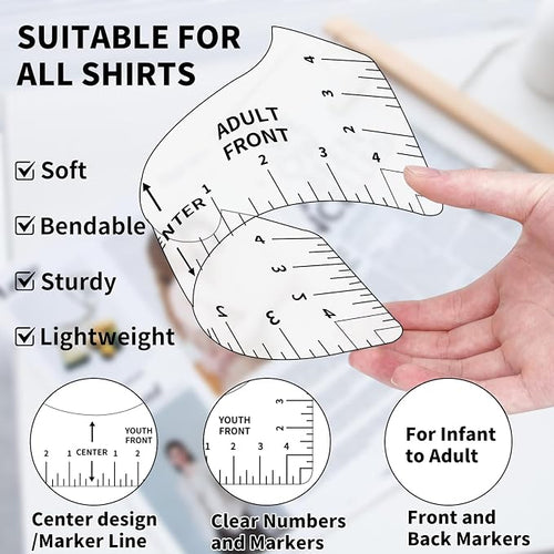 12pcs Tshirt Ruler Guide for Vinyl Alignment, T Shirt Measurement Accessories - Image 2