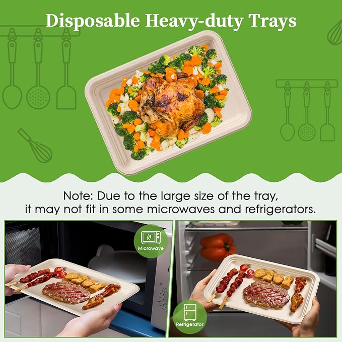 ECOLipak 100 Pack 14 Inch Disposable Food Crawfish Trays, Compostable Large - Image 4