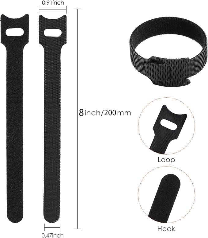 MVYC 150PCS 8 Inch Cable Ties Reusable Multi-Purpose Wire Ties Cord Organizer - Image 2