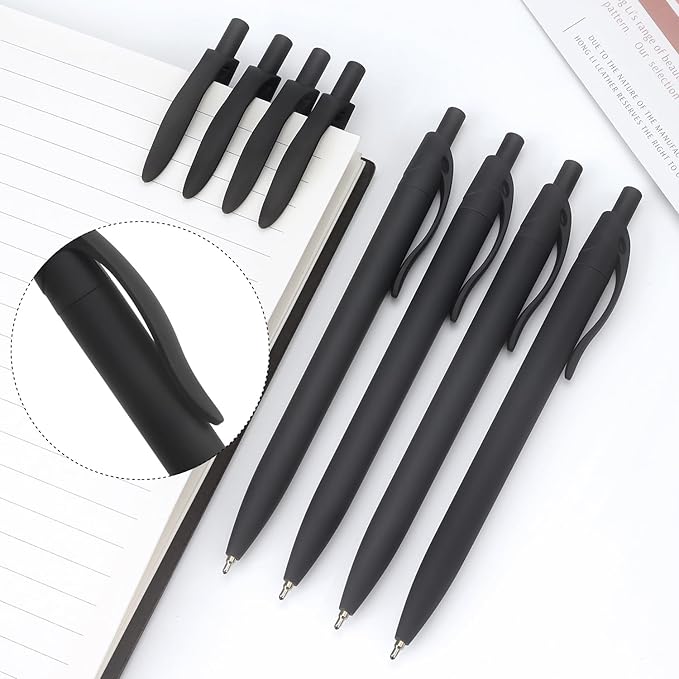 Bribobo 8 Pack Ballpoint Pens Retractable No Bleed Black Click Pens, Medium - Image 6
