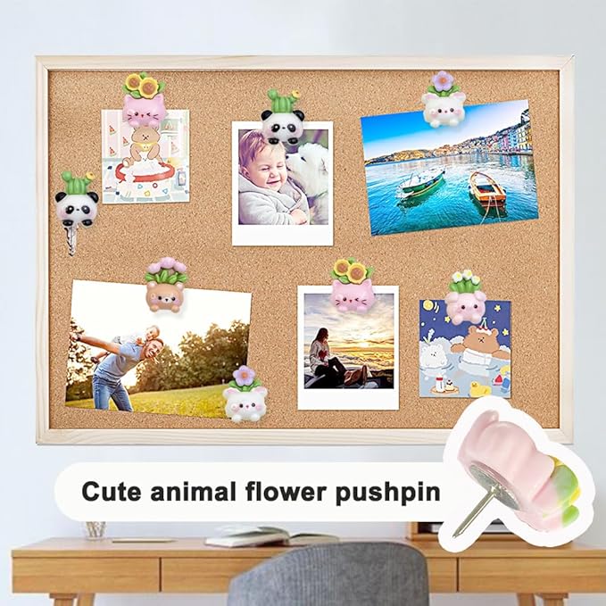 50 Pcs Animal Push Pins Cute Mini Decorative Pins Succulent Plants Colorful - Image 4