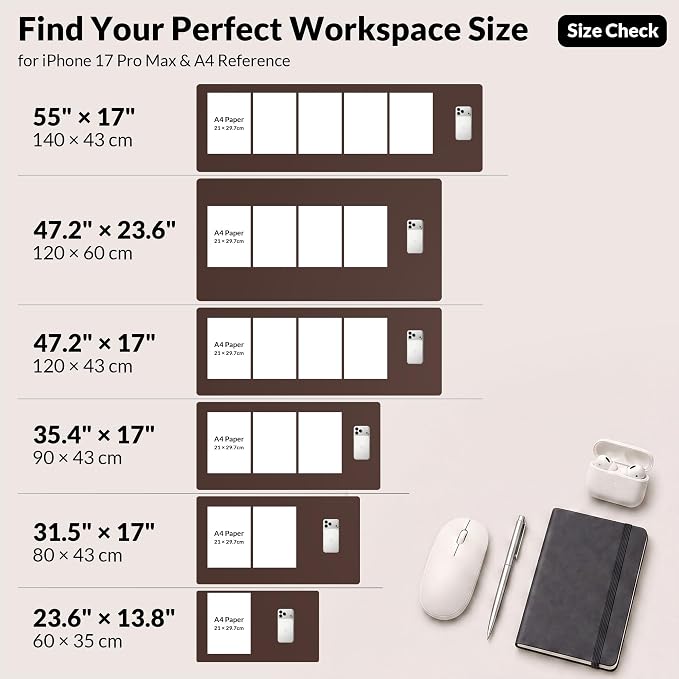 AFIING Leather Desk pad Protector, 35.4" x 17", Desk mat | Dual-Sided Cork & PU - Image 7