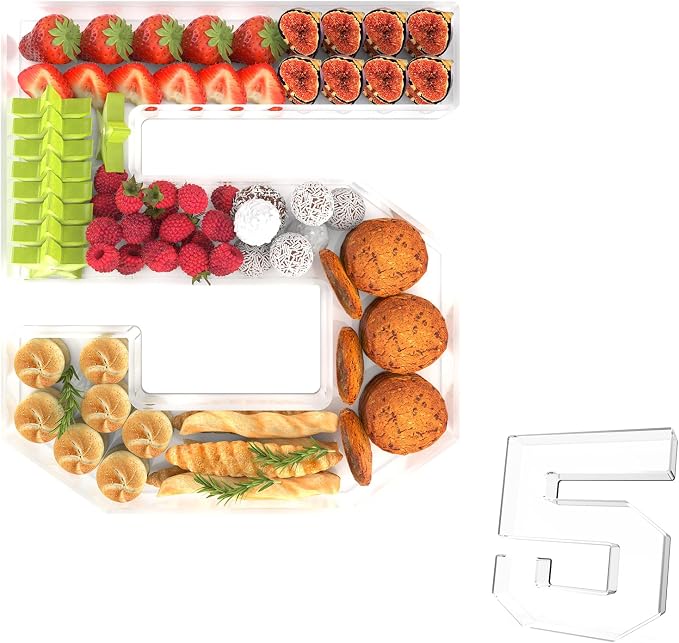 11" Acrylic Number Charcuterie Tray, Fillable Number Charcuterie Box by Tdsuco