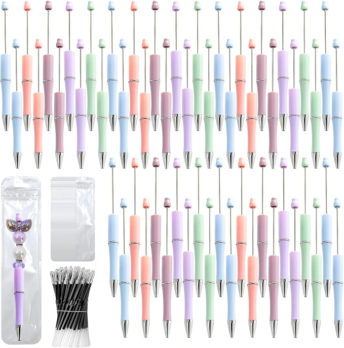 150 Pieces DIY Beadable Pen Kit – 50 Plastic Ballpoint Pens by DASTTUIS