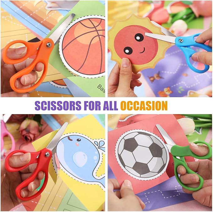 BURVAGY 10 Packs 5" Small School Student Blunt Tip Craft Kids Scissors - Image 7