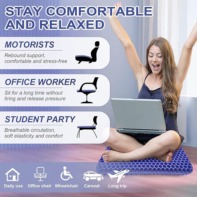 Gel Seat Cushion, Jumbo&Thick Gel Cushion Chair Pads - Image 3