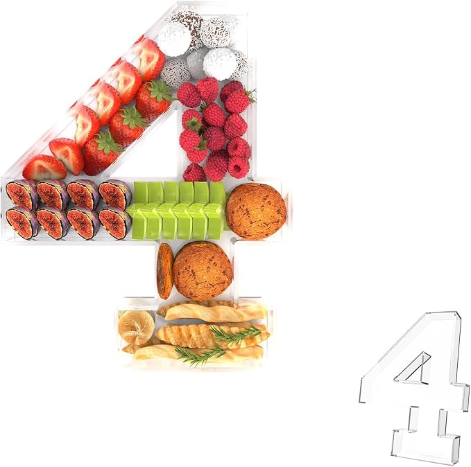 13.8" Acrylic Number Charcuterie Tray, Fillable Number Charcuterie Box by Tdsuco
