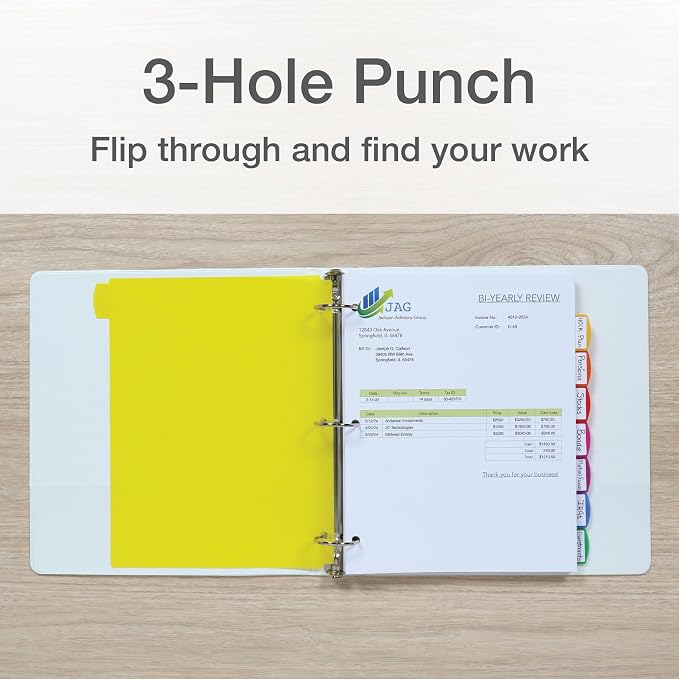 Oxford Plastic Binder Dividers for 3 Ring Binder, Durable Plastic Binder Divider - Image 6