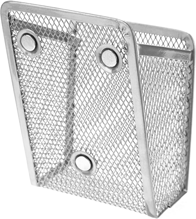 Magnetic Pencil Holder, Mesh Stainless Steel Pen Basket, Metal Writing Utensil - Image 5