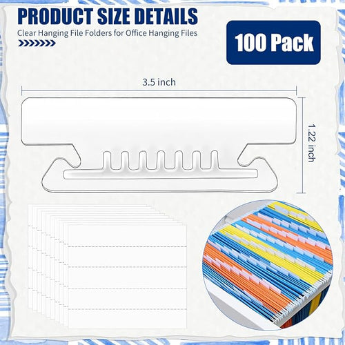 100Pcs 3 1/2 Inch Hanging File Folder Tabs Plastic Tabs - Image 2