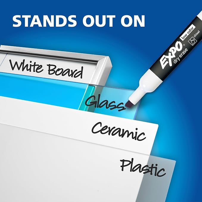 EXPO Dry Erase Markers Kit, Chisel Tip, Spray Cleaner, Office Essentials - Image 6