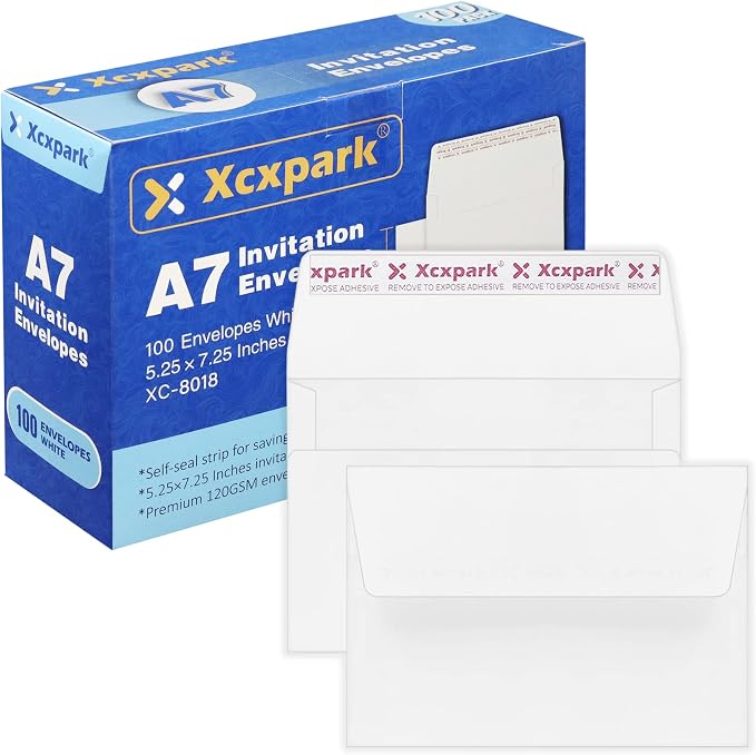 Xxcxpark 100 Qty Printable A7 Invitation Envelopes 5.25X7.25 inches Cards by Xxcxpark
