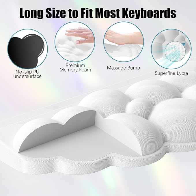 Ergonomic Wrist Rest for Keyboard and Mouse, Soft Memory Foam Cloud Keyboard - Image 6