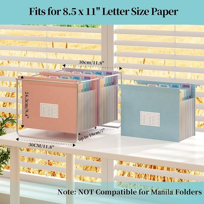 Expanding Hanging File Folders for Filing Cabinet, 7 Accordion Pockets - Image 2