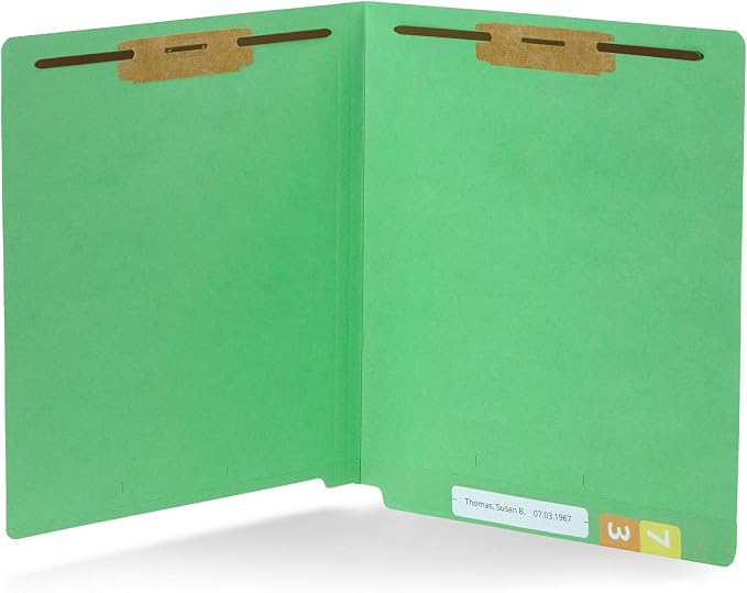 100 Green End Tab Fastener File Folders by BlueSummitSupplies