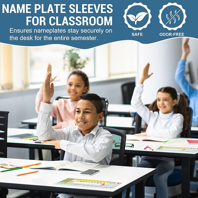 40 PCS Nameplate Pocket, 14.9" x 4.7" Adhesive Desk Name Tag Sleeves Easy - Image 5
