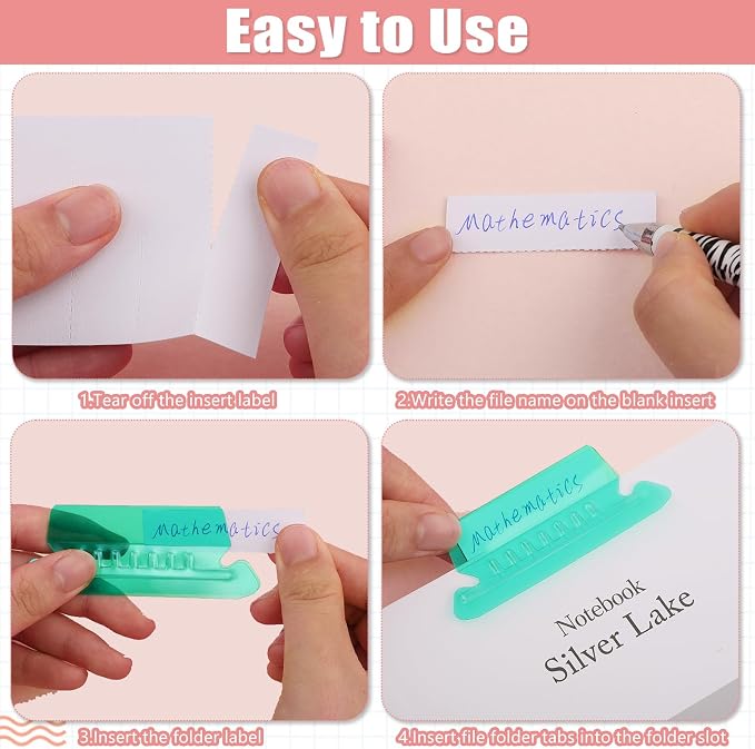 80 Pcs Hanging File Folder Tabs and 80 Pcs 2 Inch Inserts Labels, Plastic File - Image 3