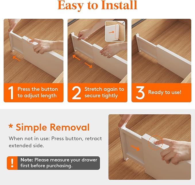 Lifewit 9 Pack 6" High Drawer Dividers 34-56cm/13.5-22" Adjustable Drawer - Image 3