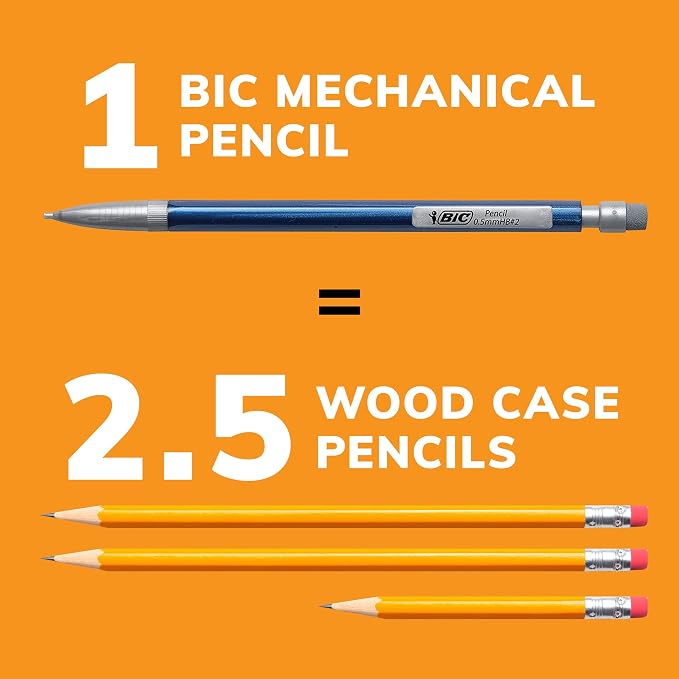 BIC Xtra Precision Mechanical Pencil, Fine 0.5 mm Point and Built-In Eraser - Image 4