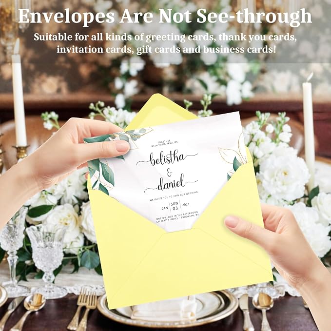50 Pack A7 Envelopes, Light Yellow Greeting Card Envelopes Self Seal, 5.24 x - Image 5