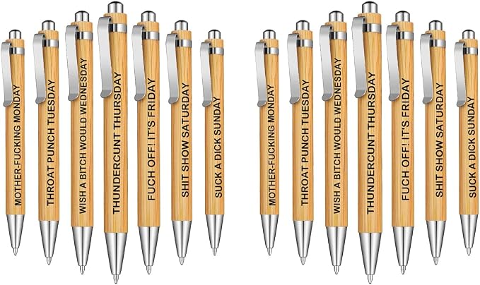 Cityhermit 14-Piece Funny Bamboo Pen Set by Focusoncreativegiftdesign