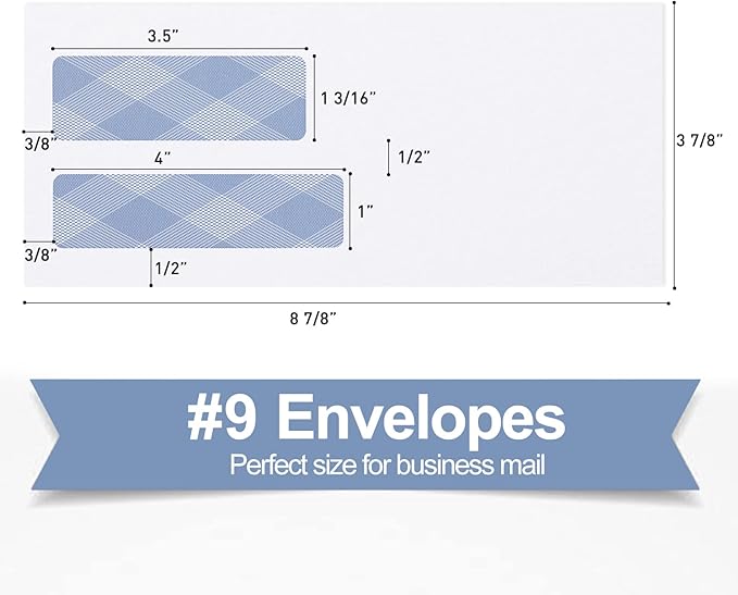 750#9 Double Window Security Envelopes, PANDRI NO.9 Self Seal White Envelopes - Image 2