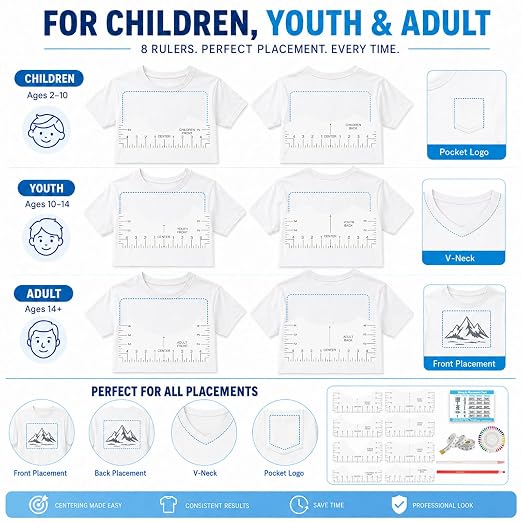 12Pcs Tshirt Ruler Guide for Vinyl Alignment, T Shirt Rulers to Center Designs - Image 3