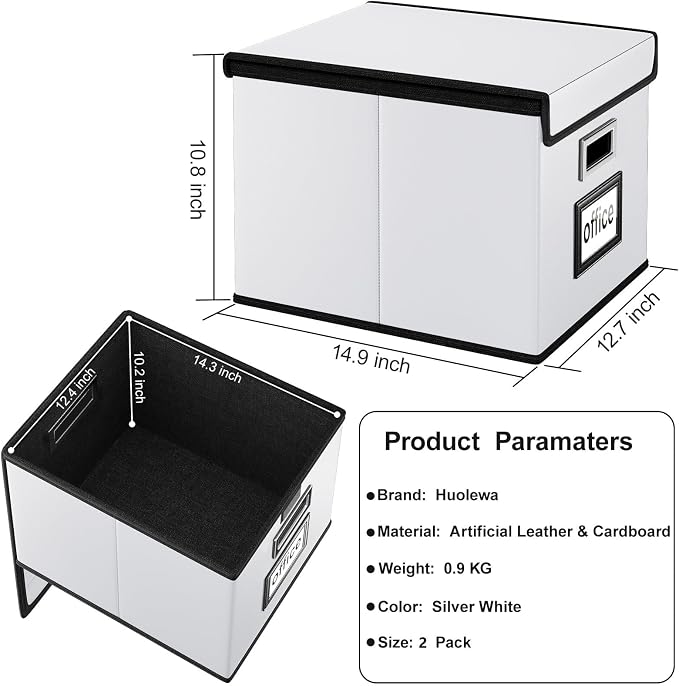 Portable Leather File Organizer Boxes - Image 6