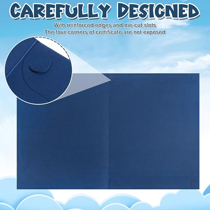 12 Pack Certificate Holders, 8.5 x 11 Inch | Hard cover, corner tabs, fits - Image 3