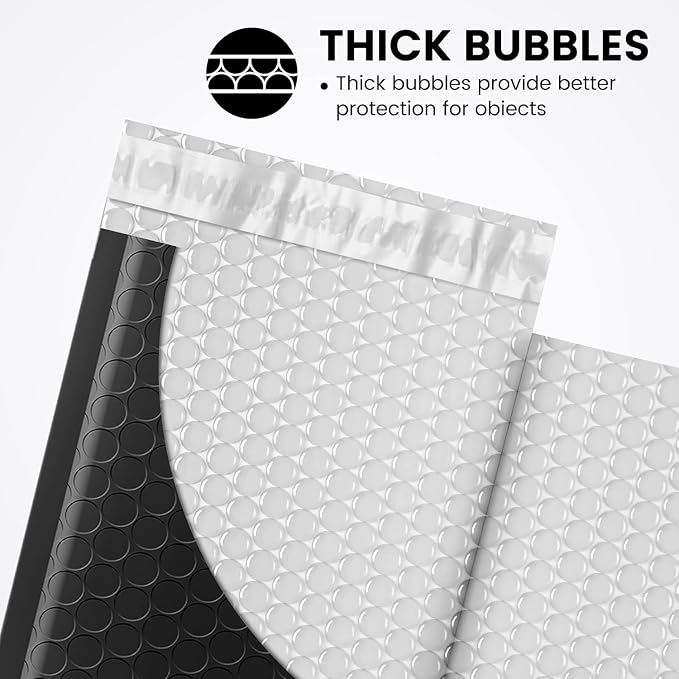 Fuxury Black Bubble Mailers 4x8" 4000 Pack, Waterproof Padded Envelopes Self - Image 3