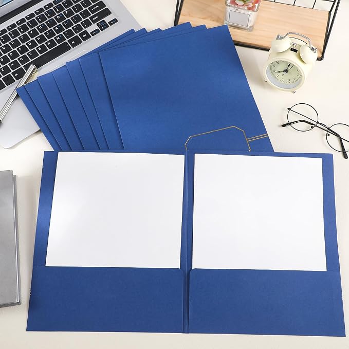 Kisston 50 Pack Executive Twin Pocket Folders Letter Size Blue - Image 4