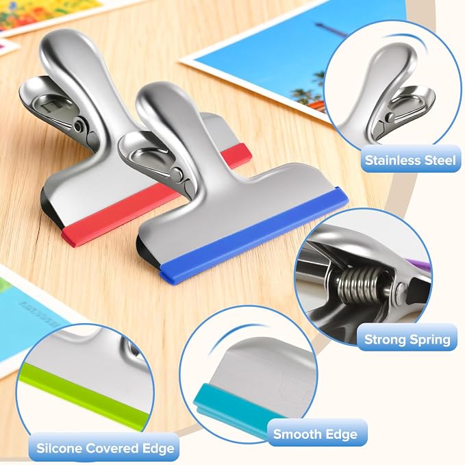 HOUSE AGAIN 12 Pack 3 Sizes Stainless Steel Chip Bag Clips Covered - Image 7