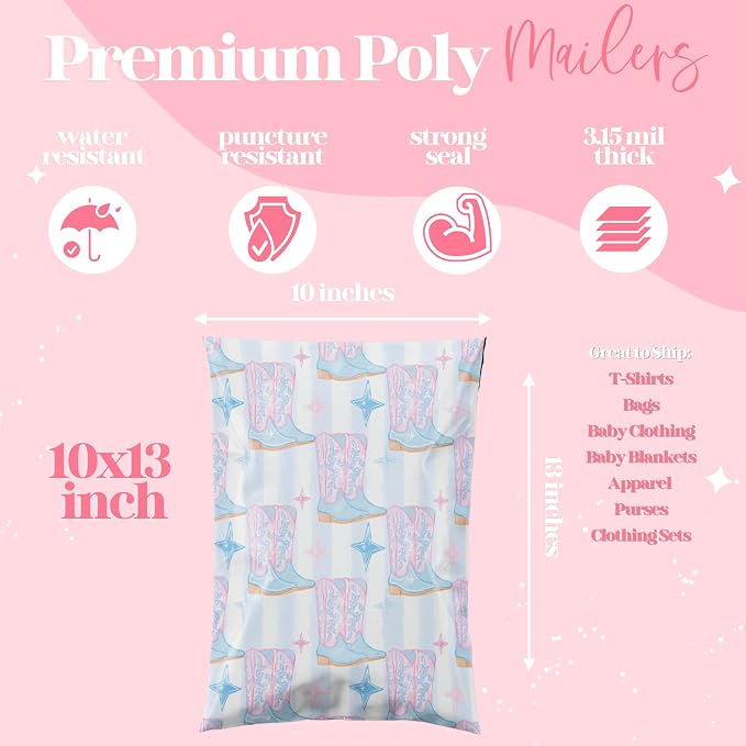 Pretty Package Store 10x13 Designer Poly Mailer 100 Pack Heavy Duty Waterproof - Image 4
