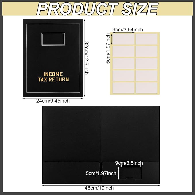Kisston 200 Pcs Tax Return Folders Bulk 2 Pocket Gold Foil Stamped Income Tax - Image 2