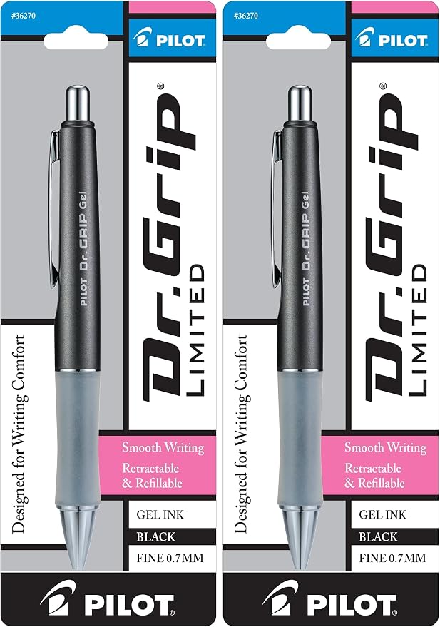 PILOT Gel Pen, Fine Point, Charcoal Gray | Black Ink | Retractable | Metallic by PilotCorporationofAmerica