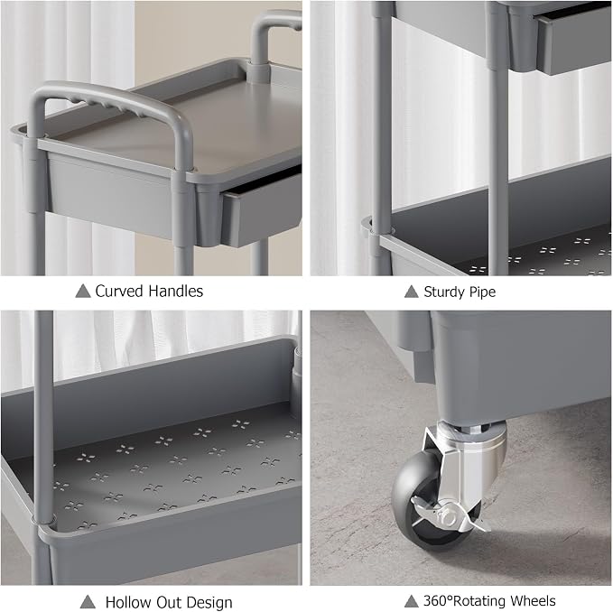 3 Tier Rolling Utility Cart - Image 5