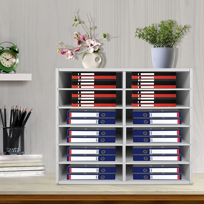 Mail Sorter Desktop, 12 Compartments Literature Organizer, Sheet Sorter - Image 2
