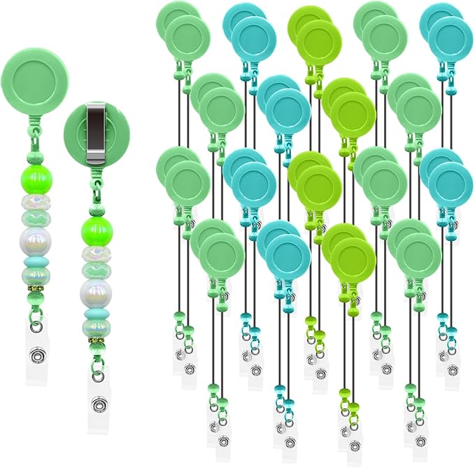 30pcs Green Beadable Badge Reels Making Kits by Unknown