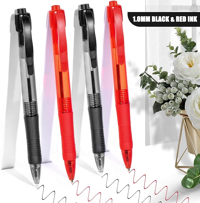 deegtran Pens Bulk, 100 Pack No Bleed Black & Red Ink Click Pens - Image 3