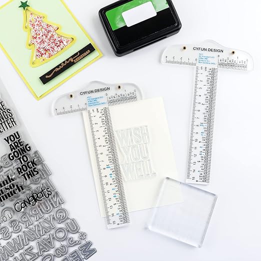 2PCS 6 Inches/15cm Acrylic Clear T-Square Ruler, Inches and Metric, T Square - Image 7
