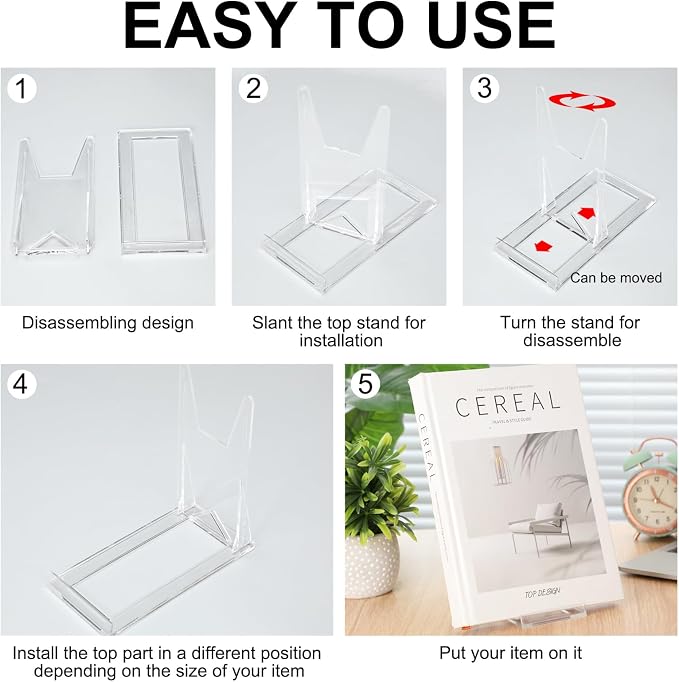 12 Pack Acrylic Book Stand for Display Adjustable Clear Display Holder Easel - Image 5