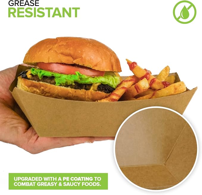 Stock Your Home [500 Pack Extra Large Disposable Brown Kraft Paper Food Trays - Image 5