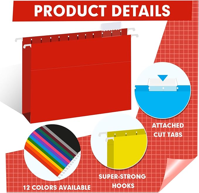 HERKKA Extra Capacity Hanging File Folders, 60 Pack Reinforced Letter Size - Image 5