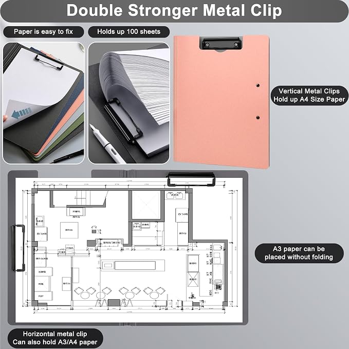 SFLHHDM 2 PCS Clipboards Foldable, Folding 360°Cover Folder Clipboard, Plastic - Image 2